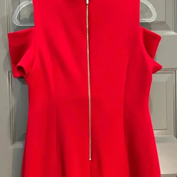 Calvin Klein Red Asymmetrical Dress Size 10 - Picture 4 of 12